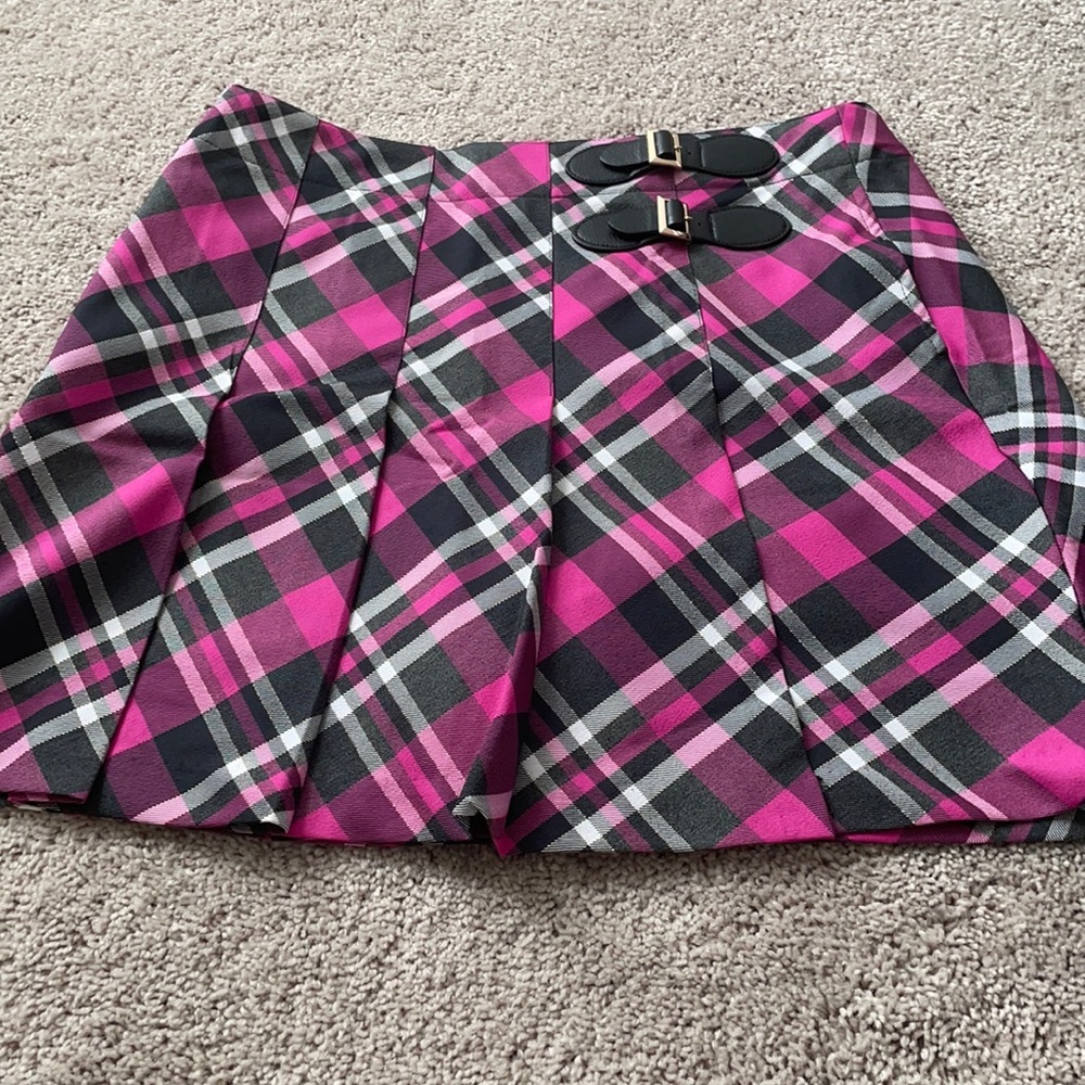 Lady Hagen Pleated Pink Plaid Skirt Skort